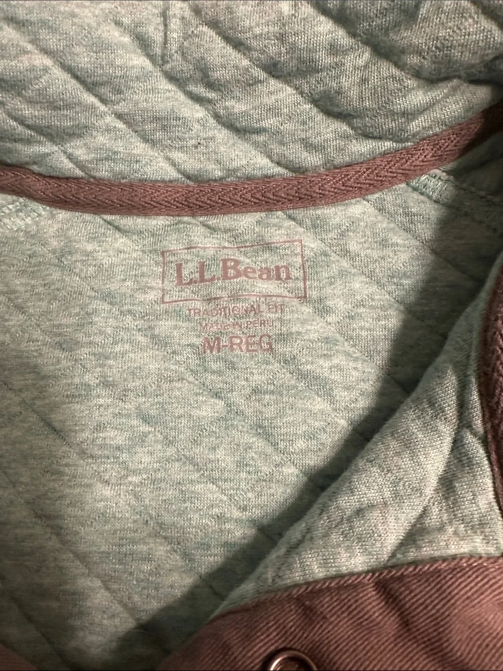 L.L. Bean Quilted Crewneck Pullover Sweater in Light Blue